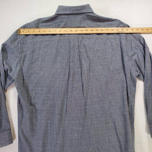 Pal Zileri Shirt Men Size 43 17" Gray Windowpane Plaid Casual Luxury Button Down - Picture 11 of 15
